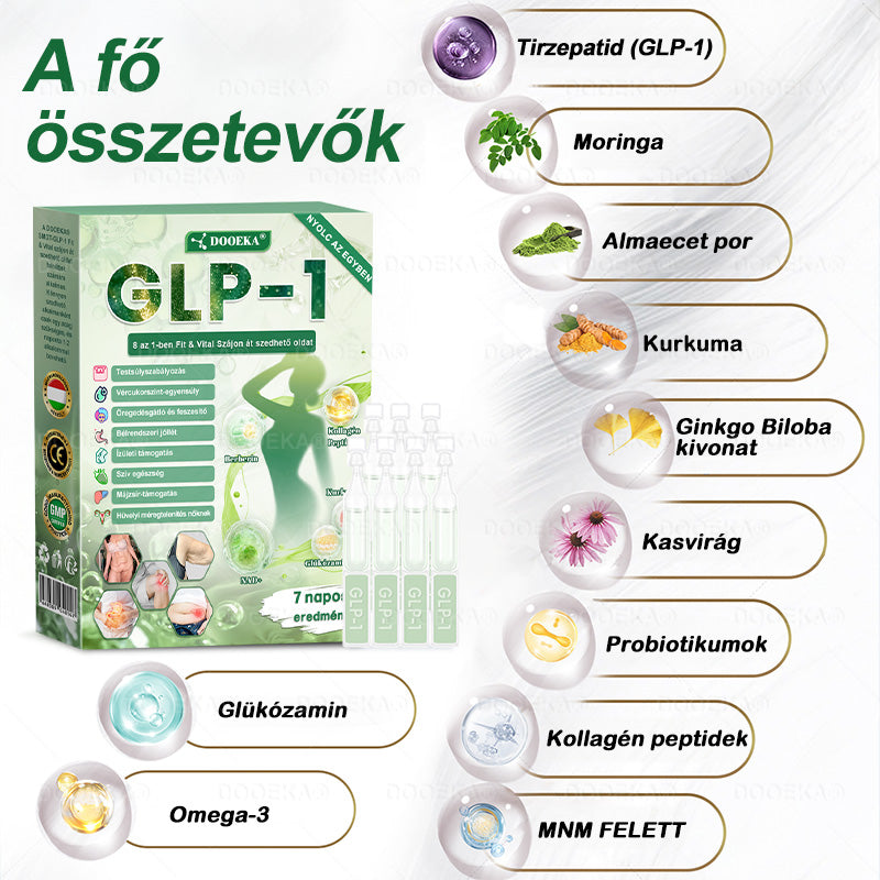 🌴🌴  DOOEKA® GLP-1 8 az 1-ben Fit & Vital Szájon át szedhető oldat – 👨‍⚕️ Napi egyszer, 7 nap alatt látható változás / Elhízás, szív- és érrendszeri egészség, cukorbetegség, alvási apnoe, bélrendszer egészsége, ízületi problémák és még sok más esetén