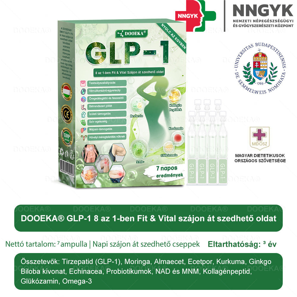 🌴🌴  DOOEKA® GLP-1 8 az 1-ben Fit & Vital Szájon át szedhető oldat – 👨‍⚕️ Napi egyszer, 7 nap alatt látható változás / Elhízás, szív- és érrendszeri egészség, cukorbetegség, alvási apnoe, bélrendszer egészsége, ízületi problémák és még sok más esetén